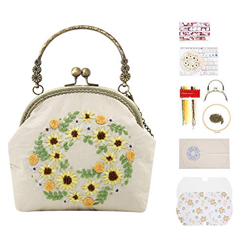 Stick set, 16,5 cm DIY Taschen Geldbörse Brieftasche Handtasche Stickset Tragbares Kreuzstichset für Anfänger (unvollendet)(Sonnenblume) von Atyhao