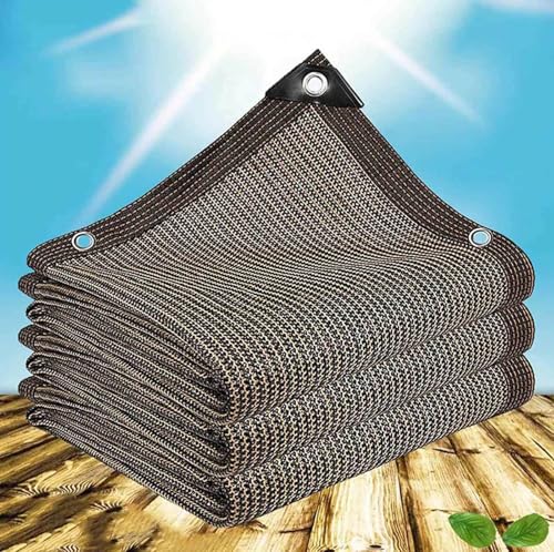 AuMarndi Garten-Sonnenschutz, Gewächshaus, Schatten, Stoffösen, multifunktional, rechteckig, Netzstoff, atmungsaktiv, für Garten, Gewächshaus, Terrassen, Sichtschutz, Braun, 3 x 6 m von AuMarndi
