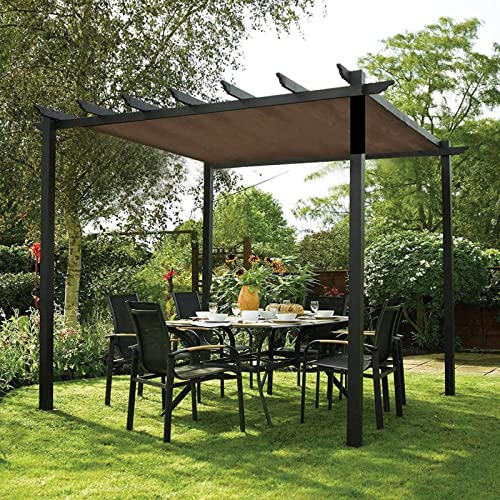 AuMarndi Rechteckiger Sonnenschutz für Gartenwände, Sonnensegel, Netzstoff, atmungsaktiv, Sonnenschutzmittel, wärmeisolierend, Schattennetz für Gewächshaus, Pergola, Garten, Braun, 5 x 5 m von AuMarndi