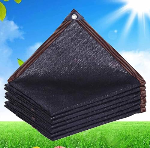 AuMarndi Rechtwinkliges Sonnensegel, Netzstoff, Sonnenschutz, Wärmedämmung, Schattentuch, reißfest, 90 % Schattensegel für Garten, Pergola, Pflanze, Balkon, Hof, schwarz, 5 x 6 m von AuMarndi