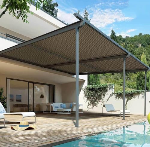 AuMarndi Rechtwinkliges Sonnensegel, Netzstoff, Sonnenschutz, atmungsaktiv, Sonnenschutz, wärmeisolierend, für Garten/Balkon/Innenhof, anpassbare Größen, Braun, 4 x 6 m von AuMarndi