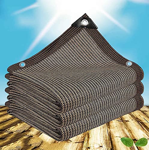 AuMarndi Rechtwinkliges Sonnensegel für Pergola, 90 % Netzstoff, verstärktes Netz, Sonnenschutznetz für Pflanzen, Gewächshäuser, Terrassen, Braun, 4 x 6 m von AuMarndi