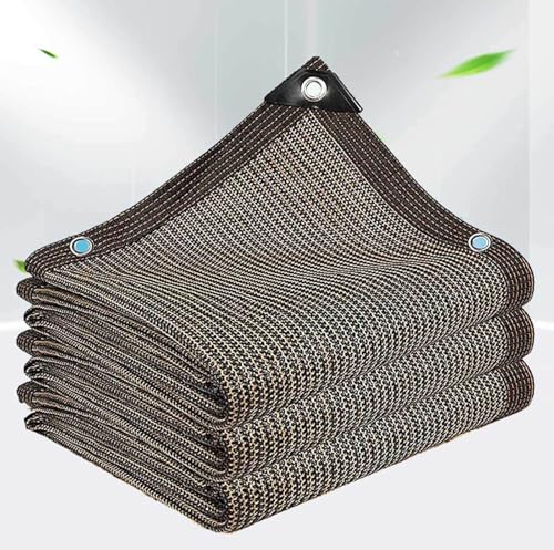 AuMarndi Schattennetz für Garten, Garten, Sonnenschutz, Netzstoff, atmungsaktiv, Sonnenschutz, wärmeisolierend, für den Außenbereich, Schatten/Pflanze/Blume/Terrasse, Braun, 4 x 4 m von AuMarndi