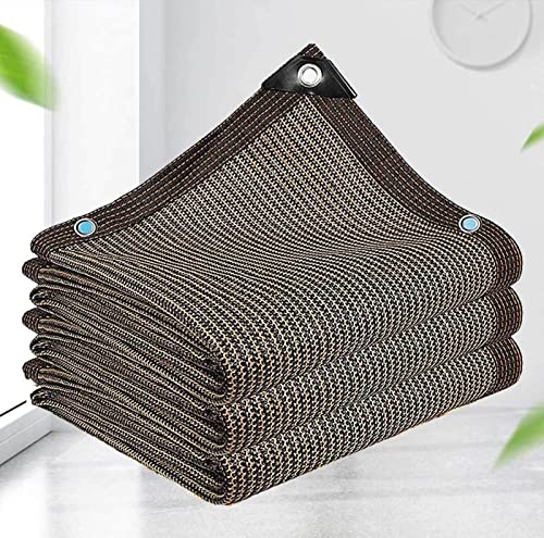 AuMarndi Schattennetzabdeckungen, UV-beständiges Sonnensegel, atmungsaktiv, reißfest, Netzstoff, verstärkter Rand, reißfest, für den Außenbereich, Schatten/Pflanze/Blume/Terrasse, Braun, 3 x 7 m von AuMarndi