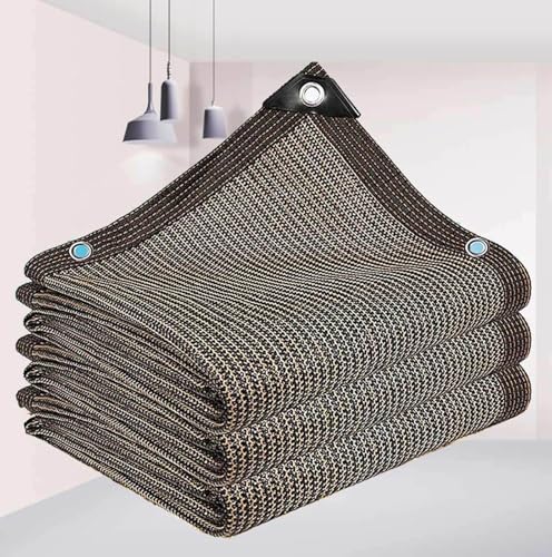 AuMarndi Schattentuch mit Ösen, Sonnensegel, UV-Schutz, atmungsaktiv, reißfest, Netzstoff, verstärkter Rand, reißfest, für Balkone/Gewächshäuser, anpassbare Größen, Braun, 3 x 6 m von AuMarndi
