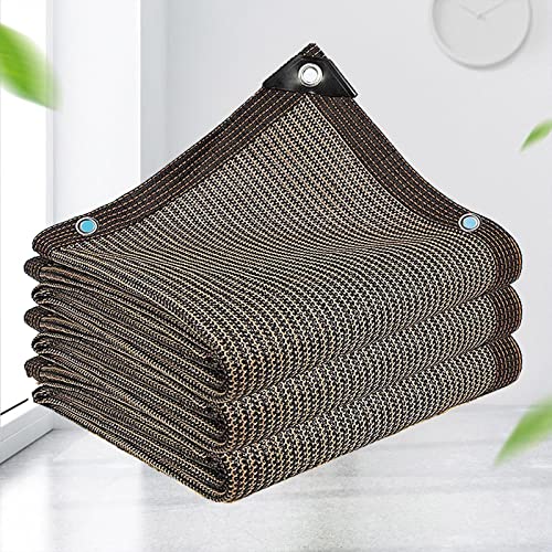 AuMarndi Schattierungsnetz für Gewächshaus, Sonnenschutz für Terrasse, Netzstoff, atmungsaktiv, Sonnenschutz, wärmeisolierend, für den Außenbereich, Schatten/Pflanze/Blume/Terrasse, Braun, 4 x 7 m von AuMarndi