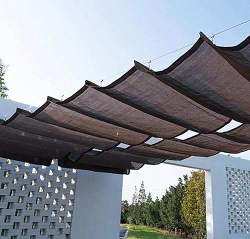 AuMarndi Sonnendach, Sonnenschutztuch, Garten-Sonnenschutz, Netzstoff, atmungsaktiv, Sonnenschutz, wärmeisolierender Schatten für Gewächshäuser, Innenhöfe und Blumenpflanzen, Braun, 5 x 7 m von AuMarndi