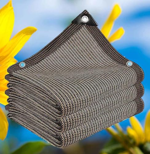 AuMarndi Sonnenschutz für den Außenbereich, Garten, Wintergarten, atmungsaktiv, reißfest, Netzstoff, verstärkter Rand, reißfest, Schattennetz für Pflanzen, Gewächshäuser, Terrassen, Braun, 2 x 4 m von AuMarndi