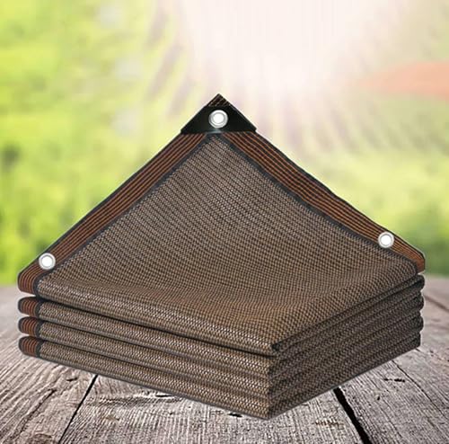 AuMarndi Sonnenschutz für den Außenbereich, Garten, Wintergarten, atmungsaktiv, reißfest, Netzstoff, verstärkter Rand, reißfest, für Gewächshäuser, Innenhöfe und Blumenpflanzen, Braun, 3 x 6 m von AuMarndi