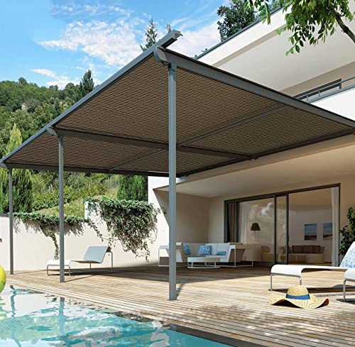 AuMarndi Sonnensegel, für den Außenbereich, Schattensegel für Terrasse, Netzstoff, atmungsaktiv, Sonnenschutzmittel, wärmeisolierend, Schattennetz für Gewächshaus, Pergola, Garten, Braun, 3 x 7 m von AuMarndi