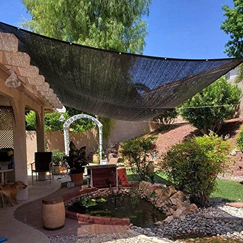 AuMarndi Sonnensegel aus Stoff, 90 % Schattierungsnetz für Gewächshaus, Pflanzen, Netzstoff für Garten, Balkon, Terrasse, anpassbare Größen, Schwarz, 3 x 7 m von AuMarndi