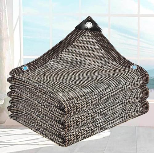 AuMarndi Sonnensegel für Garten, Pergola, Schattenabdeckung, Netzstoff, atmungsaktiv, Sonnenschutz, wärmeisolierend, Schattennetz für Pflanzen, Gewächshäuser, Terrassen, Braun, 5 x 8 m von AuMarndi