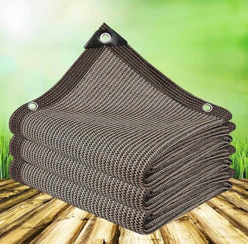 AuMarndi Sonnensegel für Garten, Schattennetz mit Ösen, atmungsaktiv, reißfest, Netzstoff, verstärkter Rand, reißfest, für Gewächshäuser, Innenhöfe und Blumenpflanzen, Braun, 4 x 7 m von AuMarndi