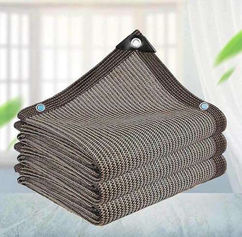 AuMarndi Sonnensegel für Terrassen, Garten, rechteckig, Netzstoff, atmungsaktiv, Sonnenschutz, wärmeisolierender Schatten für Gewächshäuser, Innenhöfe und Blumenpflanzen, Braun, 3 x 7 m von AuMarndi