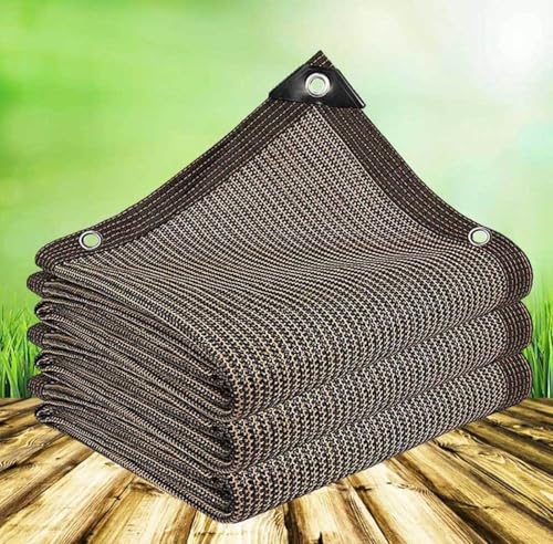 AuMarndi Sonnensegel für den Außenbereich, Sonnenschutz, für Garten, atmungsaktiv, reißfest, Netzstoff, verstärkter Rand, reißfest, für Gewächshäuser, Innenhöfe und Blumenpflanzen, Braun, 4 x 7 m von AuMarndi