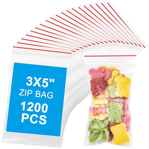 Aubeco Mini-Plastiktüten, 7,6 x 12,7 cm, wiederverschließbare kleine Reißverschlussbeutel für kleine Unternehmen, Aufbewahrung, Geschenke, Süßigkeiten, Schrauben, Schmuck, tägliche Pillen, 1200 Stück Aubeco Mini-Plastiktüten, 7,6 x 12,7 cm, wiederverschließbare kleine Reißverschlussbeutel für kleine Unternehmen, Aufbewahrung, Geschenke, Süßigkeiten, Schrauben, Schmuck, tägliche Pillen, 1200 Stück von Aubeco