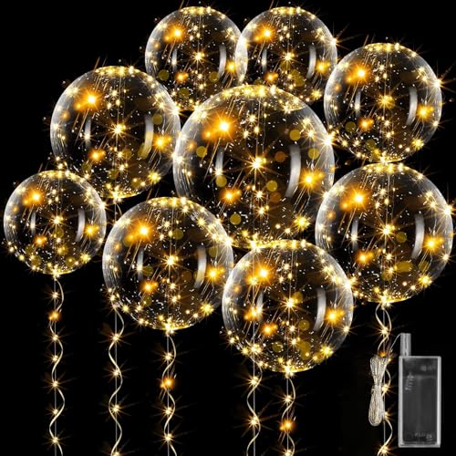 15 Stück Leuchtende Luftballons, Led Ballons, Bobo Helium Ballons, 20 Zoll Transparent Ballons mit 3M LED Lichterketten, Led Luftballons Leuchtend für Valentinstag, Hochzeit, Weihnachten, Geburtstag von Aubess