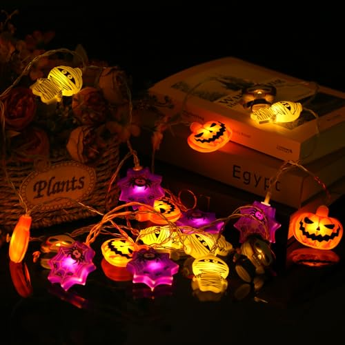 Aubess 3 Meter Halloween Lichterkette, 20 LED Lichter 2 Modi Lichterkette Halloween, Kürbis, Spinne, Skelett und Mumie Halloween Lichterketten, Halloween Lichter für Indoor Dekoration, Parties Aubess 3 Meter Halloween Lichterkette, 20 LED Lichter 2 Modi Lichterkette Halloween, Kürbis, Spinne, Skelett und Mumie Halloween Lichterketten, Halloween Lichter für Indoor Dekoration, Parties von Aubess