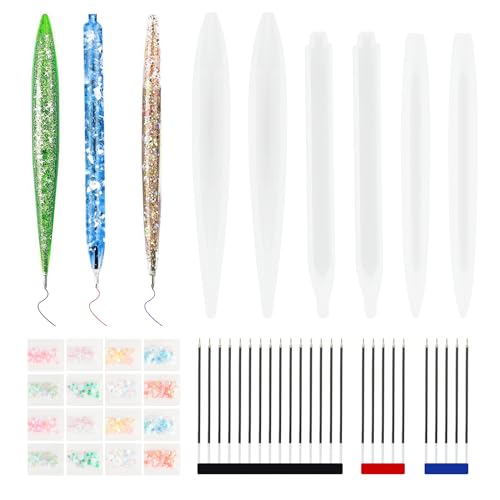 Epoxidharz Formen Kugelschreiber, 6 Stück Silikonform Kugelschreiber mit 25 Stück Nachfüllung Ersetzen und 16-Farbe Glitzer, Stifte Silikonform, Silikonform Epoxidharz für DIY Basteln Epoxidharz Formen Kugelschreiber, 6 Stück Silikonform Kugelschreiber mit 25 Stück Nachfüllung Ersetzen und 16-Farbe Glitzer, Stifte Silikonform, Silikonform Epoxidharz für DIY Basteln von Aubess