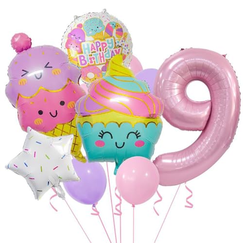 Aublinto Party-Deko Luftballons Geburtstag Dinosaurier Geburtstag Dekoration Sommer Ice Cream Themenorientierte Geburtstags Dekoration Ballons für Kindergeburtstagsdekoration, Typ 9 von Aublinto