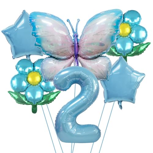 Aublinto Party-Deko Luftballons Geburtstag Happy Birthday Ballon Schmetterling Deko Geburtstag Schmetterling Folienballons Girlande Mädchen Schmetterling Deko Torte Kinder Typ 2 von Aublinto
