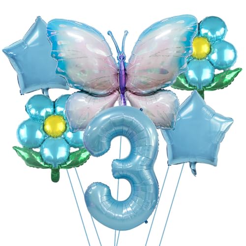 Aublinto Party-Deko Luftballons Geburtstag Happy Birthday Ballon Schmetterling Deko Geburtstag Schmetterling Folienballons Girlande Mädchen Schmetterling Deko Torte Kinder Typ 3 von Aublinto