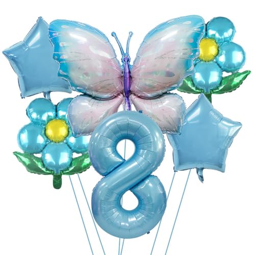 Aublinto Party-Deko Luftballons Geburtstag Happy Birthday Ballon Schmetterling Deko Geburtstag Schmetterling Folienballons Girlande Mädchen Schmetterling Deko Torte Kinder Typ 8 von Aublinto