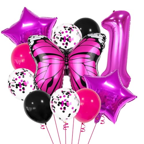 Aublinto Party-Deko Luftballons Geburtstag Happy Birthday Ballon Schmetterling luftballon 32-Zoll für Mädchen Schmetterling Party Kinder Geburtstag Deko Hochzeit Gartenparty Nummer 1 von Aublinto