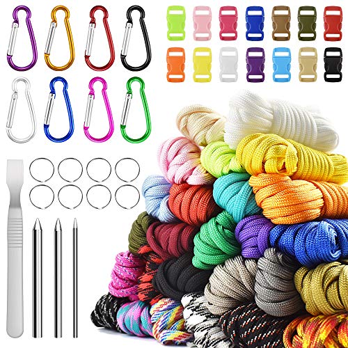 Paracord Set - Paracord 550 Nylonschnur, Paracord Seil Multifunktion Enthält Seilschnalle und Nähnadeln, für Outdoor - Sport, Geeignet für Die Herstellung von DIY Armband (26 Farben Set) von Auckpure