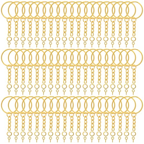 Audab 360 Stück goldene Schlüsselanhänger, 120 Stück Schlüsselanhänger mit Kette und 120 offene Binderinge mit 120 Schraubösen für Handwerk und Schmuckherstellung Audab 360 Stück goldene Schlüsselanhänger, 120 Stück Schlüsselanhänger mit Kette und 120 offene Binderinge mit 120 Schraubösen für Handwerk und Schmuckherstellung von Audab