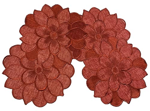 Deckchen 2er Packung Tischdecken Bestickt, 30x45 oval, Organza, Rot von Aude Home