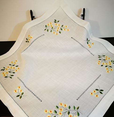 Tischdecke 85x85 Bestickt Blumem mit Hohlsaum Tischdecke 85x85 Bestickt Blumem mit Hohlsaum von Aude Home