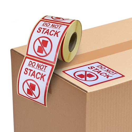 Klebeetiketten mit Aufschrift „Do Not Stack“ (nicht aufeinander stapeln), verschiedene Größen verfügbar rot von Audioprint Ltd.