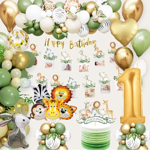 1 Geburtstag Junge Mädchen, Dschungel Geburtstagsdeko 1 Jahr Junge Mädchen mit Fotobanner, Jungle Balloon, Safari Deko 1. geburtstag Junge Mädchen Deko Wild One Geburtstag Deko 1 Geburtstag Junge Mädchen, Dschungel Geburtstagsdeko 1 Jahr Junge Mädchen mit Fotobanner, Jungle Balloon, Safari Deko 1. geburtstag Junge Mädchen Deko Wild One Geburtstag Deko von Auezona