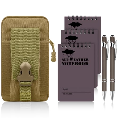 Augacage 6 Pcs Waterproof Notebook All Weather Police Waterproof Notepad 3x5 Inch Pocket Notebook with Waterproof Weatherproof Pen and Cover for Outdoor Activities Recording (Brown) von Augacage