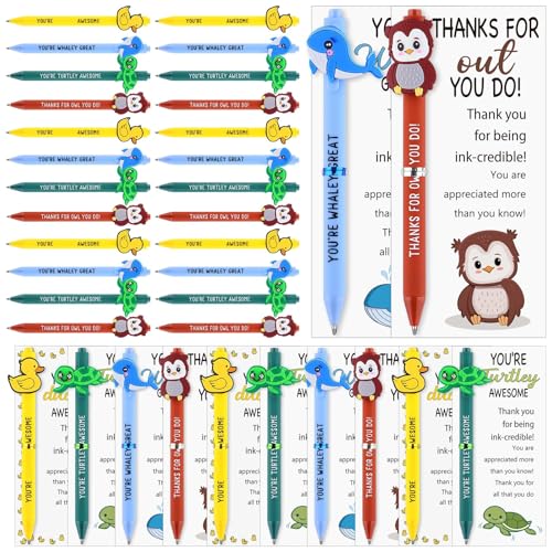 24 Stück Kugelschreiber mit emotionaler Unterstützung, Tier-Kugelschreiber, Geschenk, inspirierender Stift, Dankeschön-Tags, Mitarbeiter-Wertschätzung, Dankeschön, Geschenk für Kollegen, Team, Lehrer 24 Stück Kugelschreiber mit emotionaler Unterstützung, Tier-Kugelschreiber, Geschenk, inspirierender Stift, Dankeschön-Tags, Mitarbeiter-Wertschätzung, Dankeschön, Geschenk für Kollegen, Team, Lehrer von Augenstern
