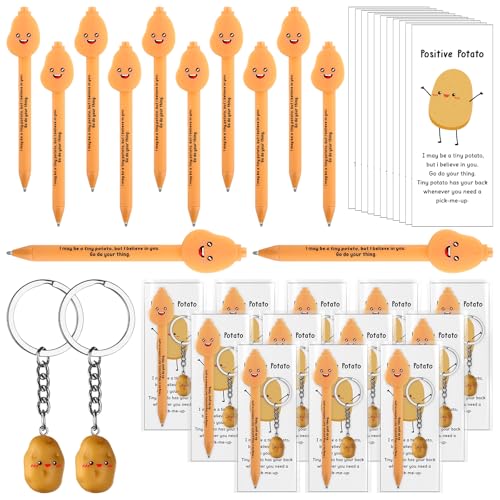 Motivierende Kartoffel-Kugelschreiber mit Schlüsselanhänger, Karten, positive Bestätigung, Geschenk für Mitarbeiter, Schulanfang, Geschenke für Schüler vom Lehrer, 12 Stück Motivierende Kartoffel-Kugelschreiber mit Schlüsselanhänger, Karten, positive Bestätigung, Geschenk für Mitarbeiter, Schulanfang, Geschenke für Schüler vom Lehrer, 12 Stück von Augenstern