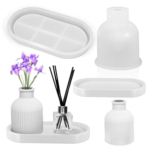 2 Stück Silikonform Vase,1 Vase+1 Paletten,DIY Vases Resin Formen, Silikonform Blumentopf,Epoxidharz Formen Moulds,Zur Herstellung von Vasen von Augesak