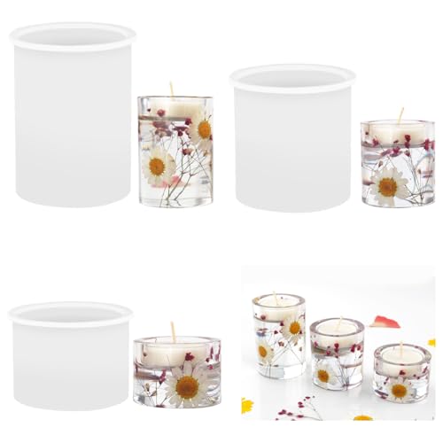 3 Stück Silikonform Kerzenhalter, Gießform Stabkerzenhalter, Silikonform Teelichthalter, Zylinder Silikonform Kerzenhalter, Beton Kerzenständer Silikon für Diy Harzguss, Kunst Heimdekoration 3 Stück Silikonform Kerzenhalter, Gießform Stabkerzenhalter, Silikonform Teelichthalter, Zylinder Silikonform Kerzenhalter, Beton Kerzenständer Silikon für Diy Harzguss, Kunst Heimdekoration von Augesak