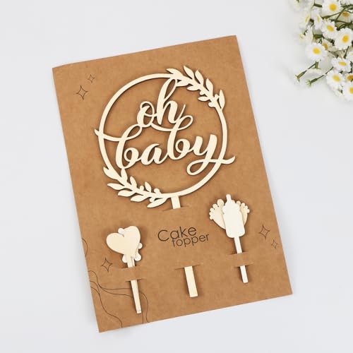 5 Stück Oh Baby Cake Topper,Kuchen Topper Babyparty Tortendeko,Tortendeko Taufe Junge,Babyparty Deko Mädchen,Oh Baby Girlande,Kuchenstecker für Baby Shower,Gender Reveal Party Deko von Augesak