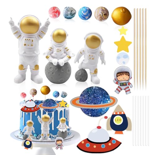 Tortendeko Weltraum, 9 Stück Astronaut Kuchen Deko, Cake Topper Planeten, Astronauten Kuchendekoration, Weltraum Geburtstags Tortendekoration Junge, Weltraum Kindergeburtstag von Augesak