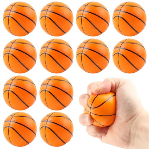 Augesak 12 Stück Antistressball für Kinder Erwachsene, Basketball Stressball, Basketball Squeeze Ball, Knautschball Softbälle Quetschball, Squishy Spielzeugball für Kindergeburtstag Mitgebsel Party von Augesak