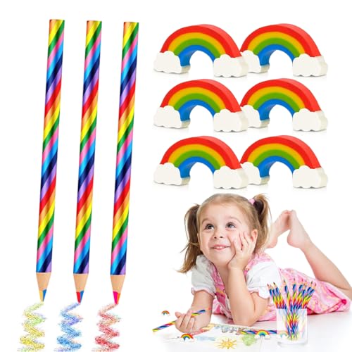 Augesak 24 Stück Regenbogen Buntstifte Set, 12 Regenbogenstifte Kinder mit 12 Regenbogen Radiergummi, Farbstifte Malen Zeichnen, 4 in 1 Bunte Stifte, Mitgebsel Kindergeburtstag Schulkind Einschulung Augesak 24 Stück Regenbogen Buntstifte Set, 12 Regenbogenstifte Kinder mit 12 Regenbogen Radiergummi, Farbstifte Malen Zeichnen, 4 in 1 Bunte Stifte, Mitgebsel Kindergeburtstag Schulkind Einschulung von Augesak