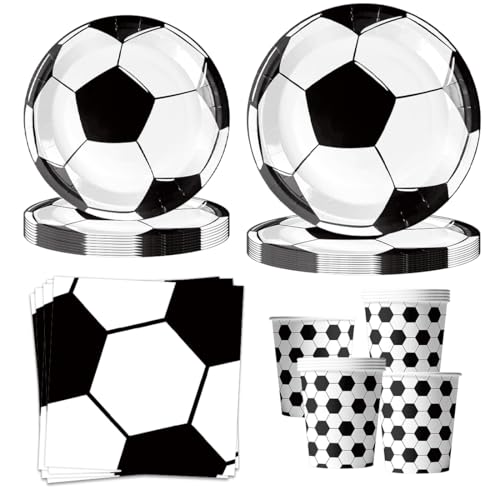 50 Stück Fußball Partygeschirr, Fussball Geburtstag Geschirr, Fußball Pappteller Becher Servietten, Fußball Deko Geburtstag Mädchen Junge Kindergeburtstag für 10 Gäste 50 Stück Fußball Partygeschirr, Fussball Geburtstag Geschirr, Fußball Pappteller Becher Servietten, Fußball Deko Geburtstag Mädchen Junge Kindergeburtstag für 10 Gäste von Augesak