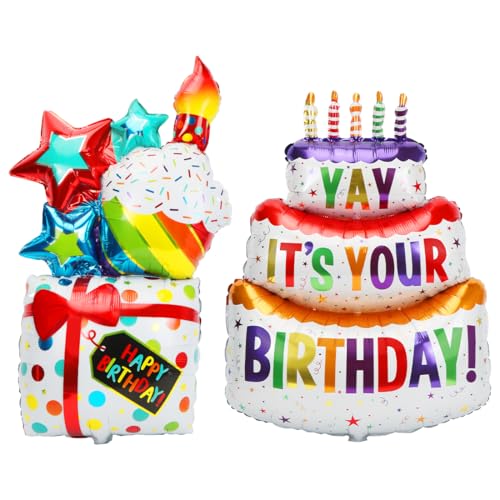 Happy Birthday Folienballon,2 PCS Geburtstagsballon,Helium Luftballons Geburtstag,Happy Birthday Ballons Deko für Kindergeburtstage-Bunt Tortenballons und Geschenkballons Happy Birthday Folienballon,2 PCS Geburtstagsballon,Helium Luftballons Geburtstag,Happy Birthday Ballons Deko für Kindergeburtstage-Bunt Tortenballons und Geschenkballons von Augesak