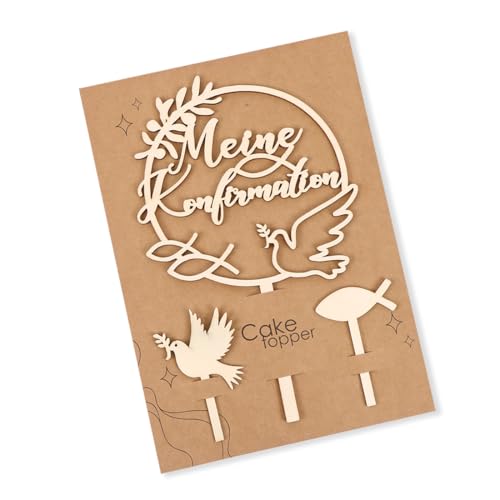 Tortendeko Konfirmation Holz, Cake Topper Meine Konfirmation, Taube Fisch Kuchen Deko Konfirmation Torten Topper, Tortendeko Taufe Mädchen Junge Konfirmation Torte Deko von Augesak