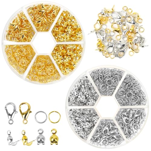 Kettenverschluss, 1140 Stück Verschlüsse für Armbänder Set, Armband Verschlüsse, Kettenverschlüsse zum Basteln, Karabinerverschluss Biegeringe Crimpenden für Halsketten Armband Schmuck Basteln DIY Kettenverschluss, 1140 Stück Verschlüsse für Armbänder Set, Armband Verschlüsse, Kettenverschlüsse zum Basteln, Karabinerverschluss Biegeringe Crimpenden für Halsketten Armband Schmuck Basteln DIY von Augesak