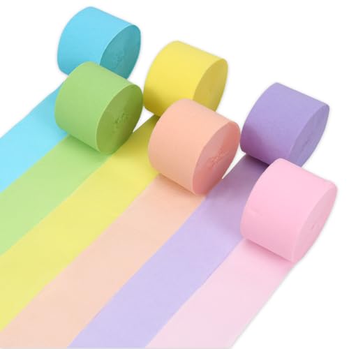 Krepppapier Bunt 6 Rollen 150 m, Krepppapier Pastellfarben Kreppband Bunte Krepppapier Pastell Luftschlangen, Kräuselpapier zur Dekoration, Crepe Papier für Geburtstag Hochzeits Partydekorationen Krepppapier Bunt 6 Rollen 150 m, Krepppapier Pastellfarben Kreppband Bunte Krepppapier Pastell Luftschlangen, Kräuselpapier zur Dekoration, Crepe Papier für Geburtstag Hochzeits Partydekorationen von Augesak