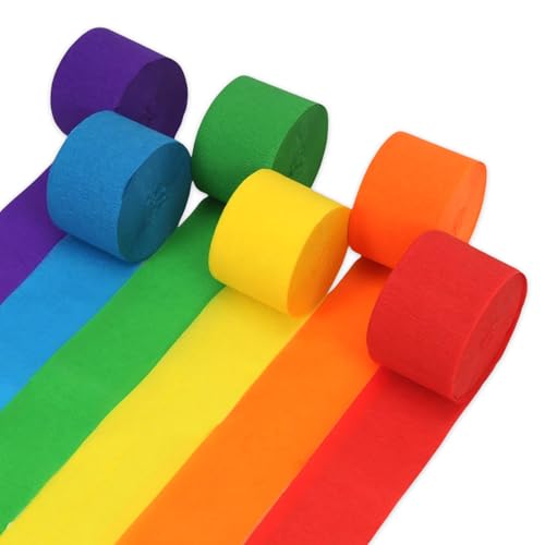 Krepppapier Bunt 6 Rollen 150 m, Krepppapier Regenbogen Kreppband Bunte Krepppapier Rainbow Luftschlangen, Kräuselpapier zur Dekoration, Crepe Papier für Geburtstag Hochzeits Partydekorationen Krepppapier Bunt 6 Rollen 150 m, Krepppapier Regenbogen Kreppband Bunte Krepppapier Rainbow Luftschlangen, Kräuselpapier zur Dekoration, Crepe Papier für Geburtstag Hochzeits Partydekorationen von Augesak