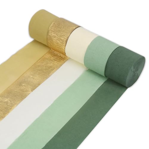 Krepppapier Grün 5 Rollen 125 m, Krepppapier Luftschlangen Grün Gold, Kreppband Grün Kräuselpapier Crepe Papier Luftschlangen für Hochzeit Geburtstag BrautParty Jahrestag Hintergrund Partydekorationen Krepppapier Grün 5 Rollen 125 m, Krepppapier Luftschlangen Grün Gold, Kreppband Grün Kräuselpapier Crepe Papier Luftschlangen für Hochzeit Geburtstag BrautParty Jahrestag Hintergrund Partydekorationen von Augesak